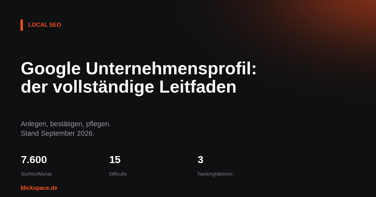 Google Unternehmensprofil: der vollständige Leitfaden – Beitragsbild des Klickspace-Ratgebers